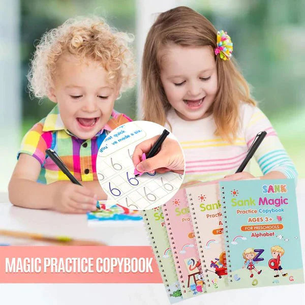 Original Sank Magic Practice Copybook (4 BOOKS,1 PEN,1 GRIP,10 REFILL)